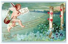 1907 Valentine Angel Cupid With Handbag Clapsaddle (?) Embossed Antique Postcard picture