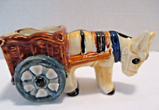 Vintage Occupied Japan Colorful Donkey w/ Cart Ceramic Planter  5 1/4