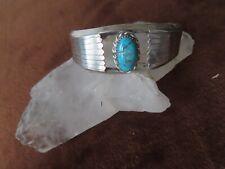 VINTAGE DARLENE THOMAS DCT NAVAJO INDIAN SILVER TURQUOISE STAMPED Cuff Bracelet picture