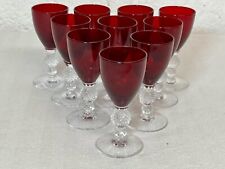 10 pc Set of Morgantown Ruby Red Golf Ball Cordial Glasses 3.5