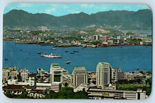 Hong Kong Postcard Panorama of Kowloon with Victoria City c1950's Vintage picture
