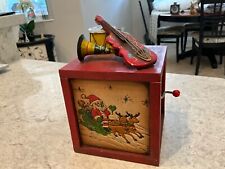 Vintage 1979 Enesco Christmas Holiday Wooden Crank Style Music Box picture