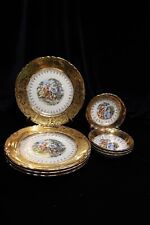 W S GEORGE RADISSON COLONIAL COLLECTORS PLATE & DESSERT BOWL 22 KARAT GOLD INLAY picture