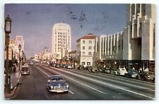 1953 LOS ANGELES CA MIRACLE MILE SHOPPING DISTRICT WILSHIRE BLVD POSTCARD P3748 picture