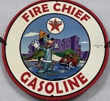 CLASSIC TEXACO FIRE CHIEF CARTOON GASOLINE GARAGE OIL&GAS PORCELAIN ENAMEL SIGN. picture