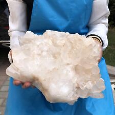 10.58LB Natural White Quartz Crystal Cluster Rough Specimen Healing Stone picture
