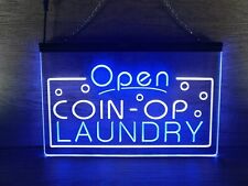 Open Coin Op Laundry LED Neon Sign Wall Light Dry Clean Advertise Display Décor picture