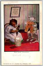 Busy Bears Wednesday 1909 Fantasy Postcard J.I. Austen Chauncey Missouri Cancel picture