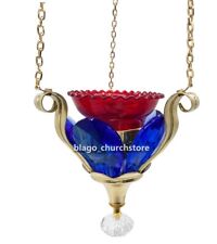 Church Lampada Hanging Orthodox Blue Crystal Vigil Lamp for 3 Chains 4.92