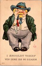 Fat Dutch Man Vintage Comic Postcard Smoking Pipe Signed Bernhardt Wall 1913 QR picture