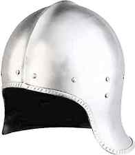 Medieval Open Face German Sallet Helmet Silver Reenactment Viking Helmet picture