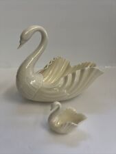 Lenox Swan Candy Dish/ Centerpiece Porcelain Bowl with Baby Swan. Made In USA. picture