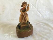 Vintage ANRI Toriart Italy Girl Cello REUGE MUSIC BOX Taler du musst wandern picture