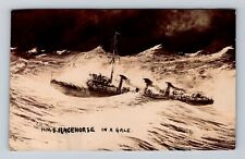 Ships - Steamer H.M.S. Racehorse In A Gale, Stormy Seas Antique Vintage Postcard picture