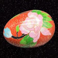 Vintage Egg Granite Metal Polished Embroidered Figurine Paperweight 2”T 2.5” picture