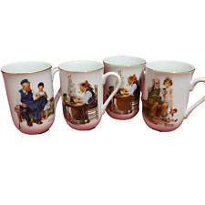 Vtg Norman Rockwell Museum CUPS MUGS Set of 4 Made in Japan picture