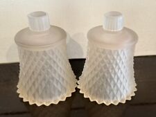 Vintage Frosted Clear Glass Diamond Point Peg Votive Holders EUC Set of 2 picture