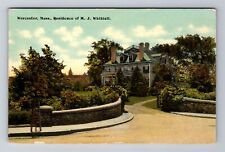 Worcester MA-Massachusetts, Residence Of M J Whittall, Vintage Postcard picture