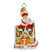 Christopher Radko Finishing Touch Gingerbread House Glass Christmas Ornament 6” picture