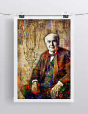 Thomas Edison Poster, Thomas Edison Gift, Inventer Colorful Layered Tribute Fine picture