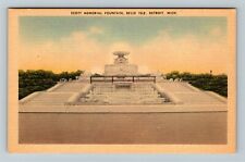 Detroit MI-Michigan, Scott Memorial Fountain, Belle Isle Vintage Postcard picture