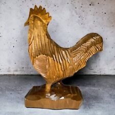 Unique Vintage Hand Carved Wood Rooster Artisanal Figurine Statue Artist Signed picture