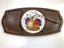 Vintage Gail Craft Wooden Cheese Board Trivet & Knife Quality Woodenware Japan picture