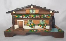 Vintage Wooden Swiss Cabin Chalet Music Box Plays Somewhere My Love. picture