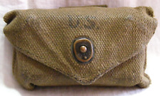 Vintage WW2 U.S. Military Canvas Pouch First Aid Brown Paper Container  # 2 8-b picture