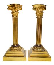 Antique Dore Bronze Empire Neoclassical Pair Of Candlesticks Candle Holders picture