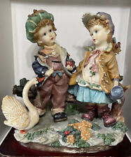 VTG Unique Adorable Firenze Collection couple in a garden resin? Victorian Kids picture
