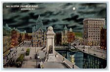 c1910 Moonlight Trolley Car Clinton Square at Night Syracuse NY Postcard picture