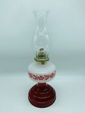 Vintage P&A Mfg Co Waterbury Coral Red Oil Kerosene Lamp Rare Flower picture
