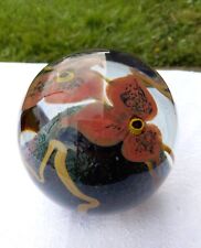 Robert Eickholt Glass Paperweight~Flowers~Iridescent 'Lava' picture