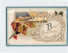 Postcard Best Birthday Wishes Art Print Embossed Card picture