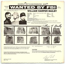 1995 FBI WANTED POSTER WILLIAM HARPER BAILEY MURDER WIFE ARMED DANGEROUS  Z4962 picture