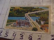 Orig Vint post card AEROPLANE VIEW HOTEL VAN CURLER & GREAT WESTERN BRIDGE 1936 picture