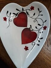Heart Dish Black With Red Hearts 7'' Gates Ware picture