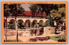California San Fernando Mission Historic Religious Landmark Linen Postcard picture