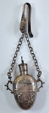 Antique DUTCH STERLING SILVER CHATELAINE PERFUME BOTTLE Dock Scenes picture
