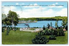 1936 Lake Shore Bewabic Park Crystal Falls Iron River Michigan Vintage Postcard picture