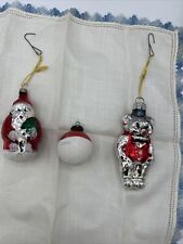 Vintage Mercury Glass Set Of 3 Santa, Bear, And Ball Christmas Ornaments Frosted picture