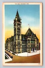 Cincinnati OH-Ohio, City Hall, Clock Tower, Antique Vintage Souvenir Postcard picture