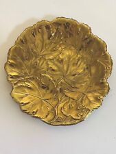 Heirloom Brass Textured Plate Vintage Leaves Pattern USA picture