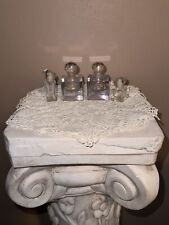 Stunning Lot Of 4 Vintage Perfume Bottles Stoppers Gorgeous Block Crystal Cubes picture