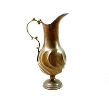 Vintage Copper Ewer Pitcher Scroll Handle Twisted Fluted Footed Long Spout 13