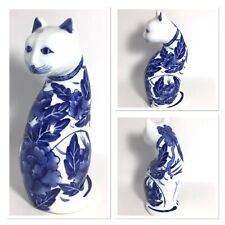 Porcelain Cat Cobalt￼ And White Hand Painted Exceptional Condition damage free picture