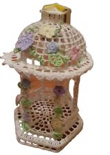 Hand crocheted Mini Gazebo With Pastel Flowers Pre-owned 9 Inches By 5 1/2... picture