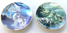 2 Hamilton Collection Year Of The Wolf mini plates Tundra Light Guardians 1998 picture