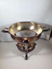 Vintage Silverplate Footed Chaffing Warming Stand Holds Tappered Bowl 8-1/2” - 6 picture